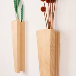 Small - Wood Wall Pocket - Faux Flower Holder Wooden Vase Hanging For Greenery & Dried Flowers Gift Home - thumbnail 2