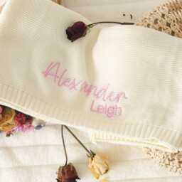 Personalised Baby Blanket, Embroidered Name Blanket For Newborn, Soft Shower Gifts, Keepsake Boys Or Girls, Gifts - thumbnail 2