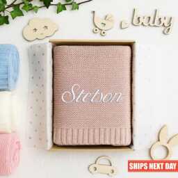 Personalised Baby Blanket, Embroidered Name Blanket For Newborn, Soft Shower Gifts, Keepsake Boys Or Girls, Gifts - thumbnail 1