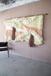 Large Merino Wool Wall Hanging Blush Cream Fiber Art Tapestry