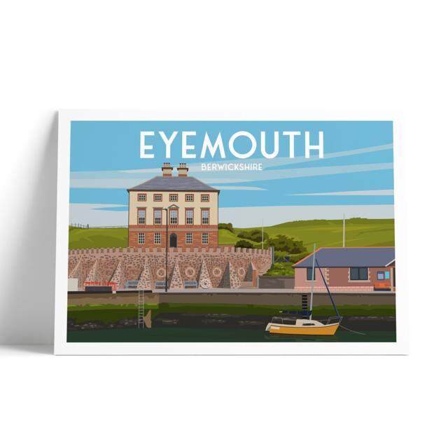 Eyemouth Harbour Print - Travel Poster Scottish Wall Art Scotland Gift