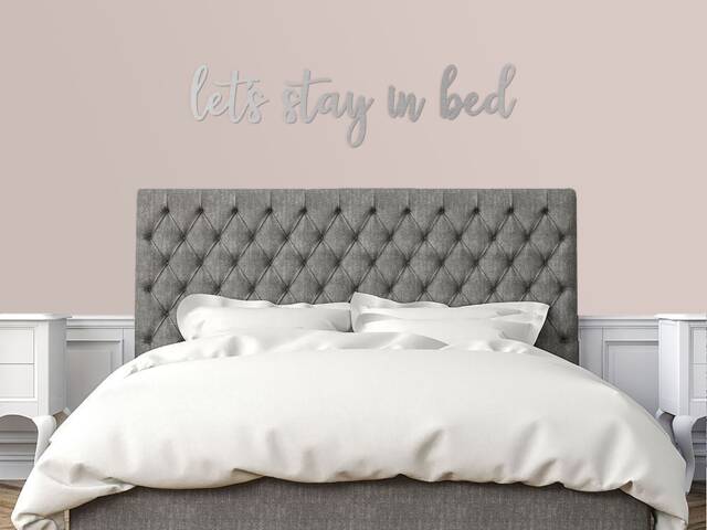 Let's Stay in Bed Wooden Words Wall Art, Bedroom Statement Piece - image 1