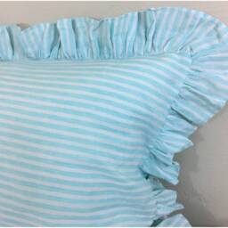 Fresh Green & White Striped Linen Sham Cover With Ruffles, Euro Sham Pillowcase, All Sizes Or Custom Size - thumbnail 2