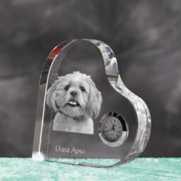 Lhasa Apso - Crystal Clock in The Shape Of A Heart With Image Pure-Bred Dog - thumbnail 2