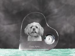 Lhasa Apso - Crystal Clock in The Shape Of A Heart With Image Pure-Bred Dog - thumbnail 1