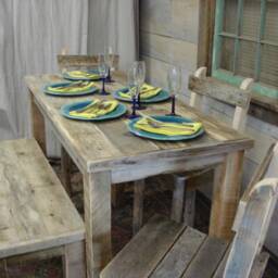 "Driftwood, Driftwood Plank Dining Set Table - 54""L X 24""W 30""H & Bench - 42"" 15"" 17" - thumbnail 3