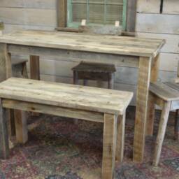 "Driftwood, Driftwood Plank Dining Set Table - 54""L X 24""W 30""H & Bench - 42"" 15"" 17" - thumbnail 4