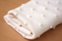 Ivory Bubble Knit Baby Blanket in Alpaca Blend Yarn, Simple & Soft
