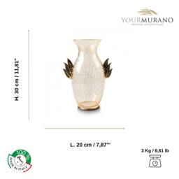 Murano Glass Vase Black & Gold Leaf, Made in Italy - thumbnail 3