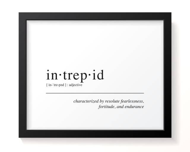 Intrepid - Wall Art, Dictionary Definition Print, Fearless & Resolute, Fine Art Typography, Motivational Design, Exploration Adventure - image 1