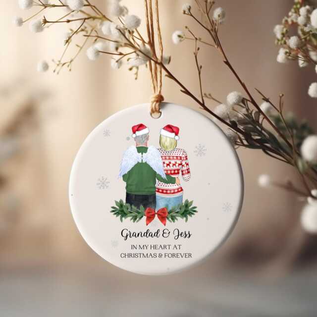Personalised Grandad Memorial Bauble, Custom Keepsake, Christmas Xmas Gift, Bauble - image 1