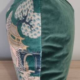 Linwood Omega Prints Japanese Garden Jade & Velvet Cushion Cover 43x43 cm - thumbnail 2