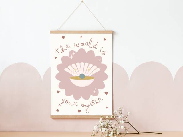 The World Is Your Oyster Pretty Heart Print. Perfect For Childs Room Or Playroom - Print Only - image 1