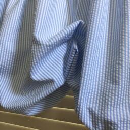 Baby Boy Blue Seersucker Balloon Curtain Without Ruffles - thumbnail 2