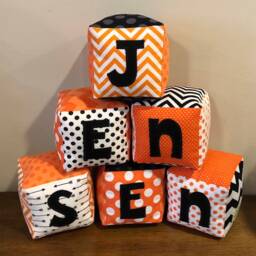 Boys Personalized Name Blocks, Unique Baby Shower Gift, Nursery Shelf Decor, Custom Fabric Block Set, Toddler Monogrammed Toy - thumbnail 2