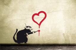 Banksy Wall Decal Rat With Heart, Banksy Decal, Graffiti Rat, Street Art Sticker, Stencil-Style Urban-Wall-Decor - thumbnail 1