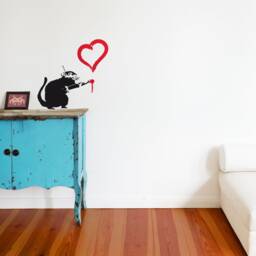Banksy Wall Decal Rat With Heart, Banksy Decal, Graffiti Rat, Street Art Sticker, Stencil-Style Urban-Wall-Decor - thumbnail 2