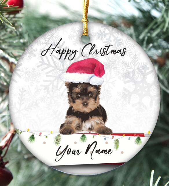 Handmade Personalised Name Yorkshire Terrier Christmas Bauble Puppy Pet Xmas Gift Tree Decoration