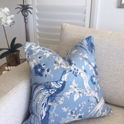 Hamptons Style Pillow, Linen Cushions, Chinoiserie Pillow Cover, Jacobean Pillows, Hampton's Pillows Cover Only Blue & White Cushion Covers - thumbnail 3