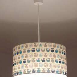 Lampshade - Pendant Light With Blue Owl Motifs, Decorative Gift Idea For Christmas, Birthday, Or Baby Room - thumbnail 3