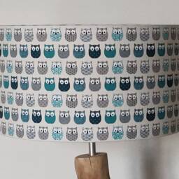 Lampshade - Pendant Light With Blue Owl Motifs, Decorative Gift Idea For Christmas, Birthday, Or Baby Room - thumbnail 2