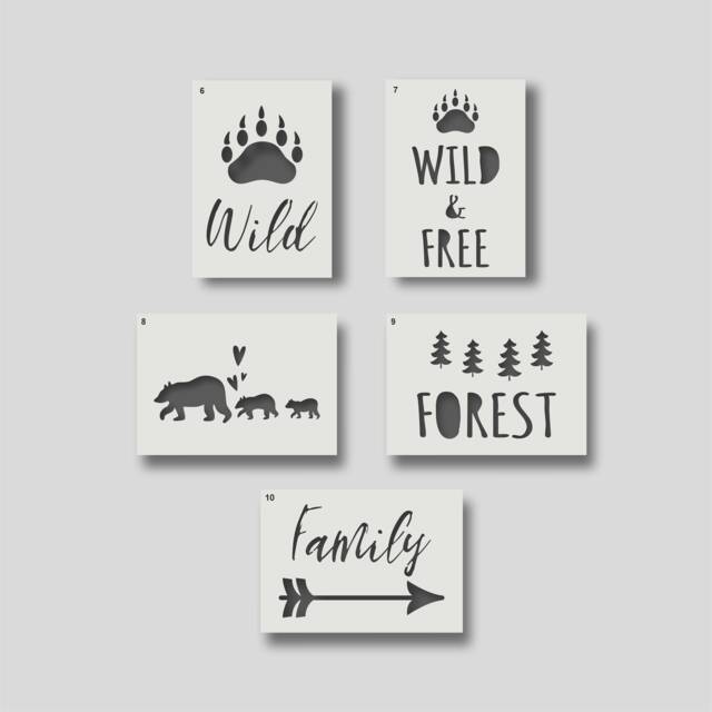 Woodland Nursery Stencils Reusable Nordic Decor, Wall Art - image 1