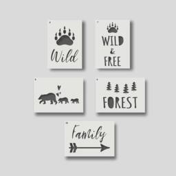 Woodland Nursery Stencils Reusable Nordic Decor, Wall Art - thumbnail 1