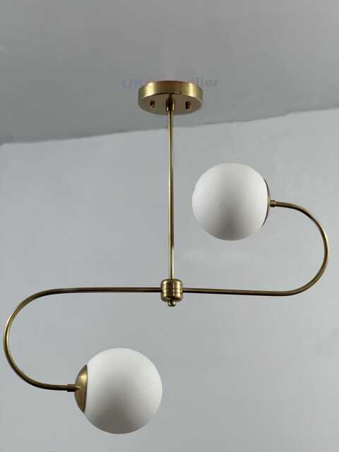 Mid Century Globe 2 - Ceiling Flush Mount , Modern Brass Sputnik Chandelier Kitchen Light Fixture - image 1