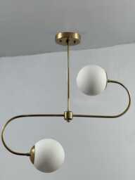 Mid Century Globe 2 - Ceiling Flush Mount , Modern Brass Sputnik Chandelier Kitchen Light Fixture - thumbnail 1