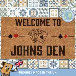 Welcome To John's Den Probably, Personalised Poker Playing Doormat, Man Cave D??cor, Player Custom Gambling Doormat