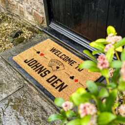 Welcome To John's Den Probably, Personalised Poker Playing Doormat, Man Cave D??cor, Player Custom Gambling Doormat - thumbnail 2