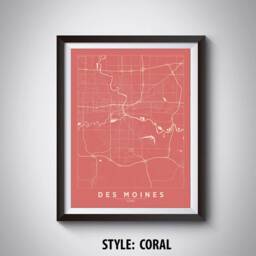 Des Moines Ia Map Poster Vintage Style Office Wall Art - thumbnail 3