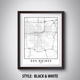 Des Moines Ia Map Poster Vintage Style Office Wall Art - thumbnail 2