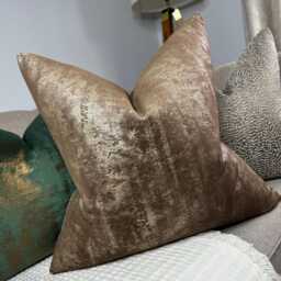 Luxurious Mocha Polyester Velvet Cushion Cover Designer Metallic Tapini Latte Fabric For Sofa Or Bed Decor - thumbnail 2
