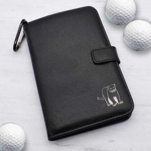 Black Panther Design - Personalised Leatherette Golf Organiser Complete With Divot Repairer, Marker, Tees, Scorecard & Pencils - image 1