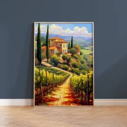 Tuscany Vineyard Print Italian Landscape Wall Art - thumbnail 1