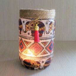 Elephant Light Jar Upcycled Glass Lantern - thumbnail 3