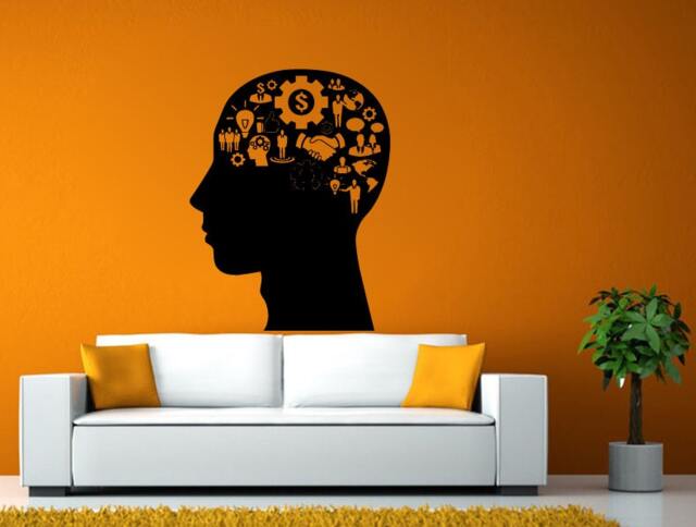 Human Man Brains World Inside Thoughts Gears Knowledge Wall Or Window Sticker Decal Vinyl Fathead Mural Decor L1935 - image 1