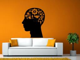 Human Man Brains World Inside Thoughts Gears Knowledge Wall Or Window Sticker Decal Vinyl Fathead Mural Decor L1935 - thumbnail 1