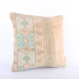 Handwoven Turkish Kilim Pillow Cover Boho Home Decor - 18x18 - thumbnail 2