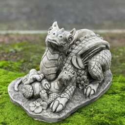 Stone Dragon Family Figure Concrete Mother & Baby Statue Cement Sculpture Handmade Yard Ornament Decor Lover Gift - thumbnail 1