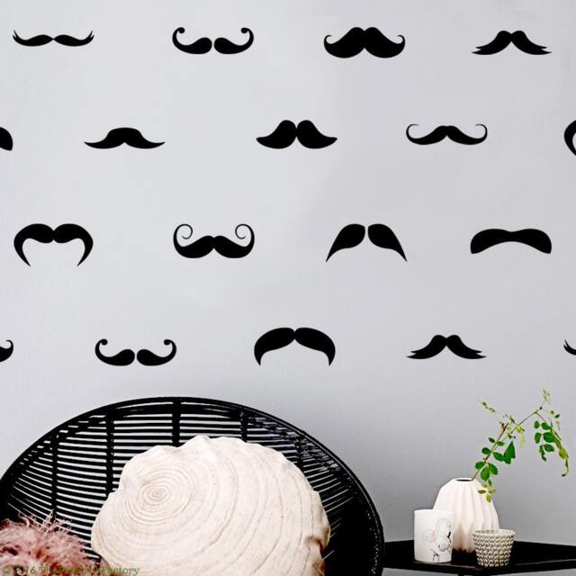 Mustache Wall Decal Set Old Fashion Decor, Removable Vinyl - image 1