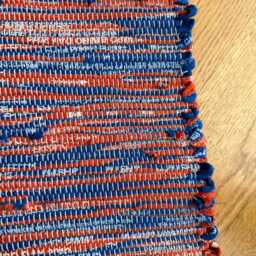 "Orange Cotton Rug, Royal Blue Cotton 38 1/2"" L X 20" - thumbnail 2