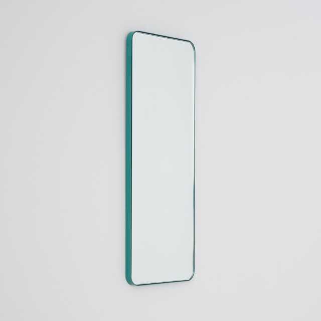 Quadris??? Rectangular Minimalist Mirror With Mint Turquoise Frame - Xl - image 1