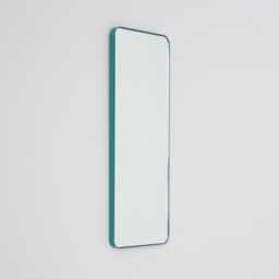 Quadris??? Rectangular Minimalist Mirror With Mint Turquoise Frame - Xl - thumbnail 1