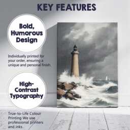 stormy Coastal Lighthouse Ocean Waves Seascape Painting Canvas Wall Art Print Decor Picture Ready To Hang - thumbnail 2