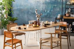 Extendable Oak Oval Table. Dining Table M??ne Oval White. Wooden Kitchen Steel Frame, Solid Wood Scandinavian Style