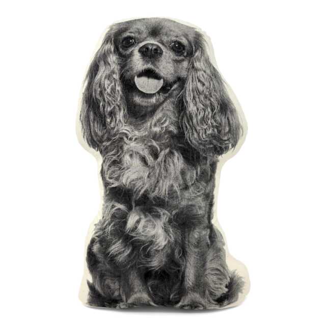 Cavalier King Charles Pillow, Black & White Silkscreen, Dog Lover Gift - image 1