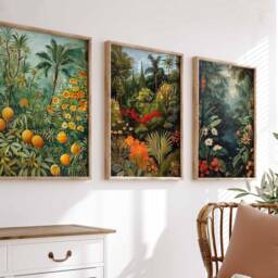Henri Rousseau Floral Set Of 3 Posters, Boho Wall Print, Botanical Art, Tropical Decor, Jungle Aesthetic, Art - thumbnail 2