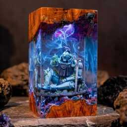 Fullmetal Alchemist Alphonse Elric Resin Lamp- Anime Night Light -Custom Epoxy Diorama Desk Decor Gift For Gamer - thumbnail 3